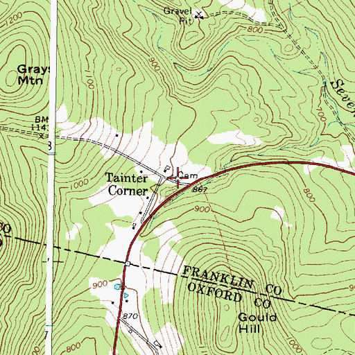 Topographic Map of Tainter Corner Cemetery, ME
