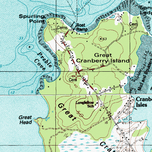 Topographic Map of Preble Cemetery, ME