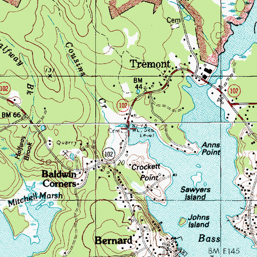 Topographic Map of Rich Cemetery, ME