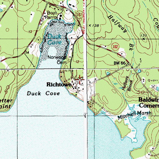 Topographic Map of Richtown Cemetery, ME