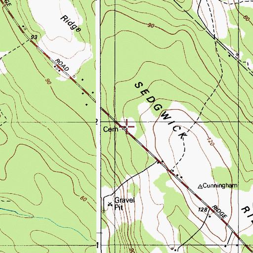 Topographic Map of Ridge Road Burying Ground, ME