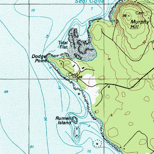 Topographic Map of Rumill Dodge Cemetery, ME