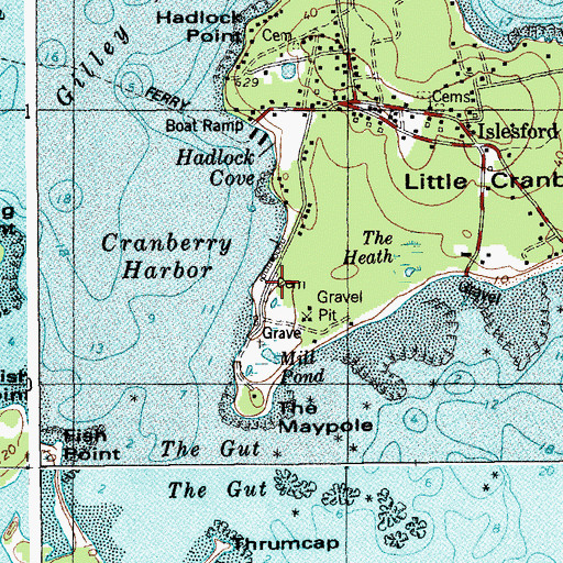 Topographic Map of Sand Beach Cemetery, ME