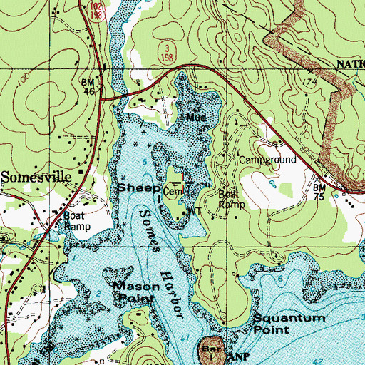 Topographic Map of Sheep Island Cemetery, ME