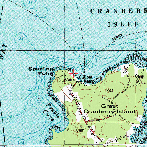 Topographic Map of Spurling Point Cemetery, ME