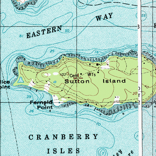 Topographic Map of Sutton Island Cemetery, ME