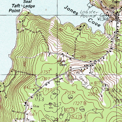 Topographic Map of Taft Cemetery, ME