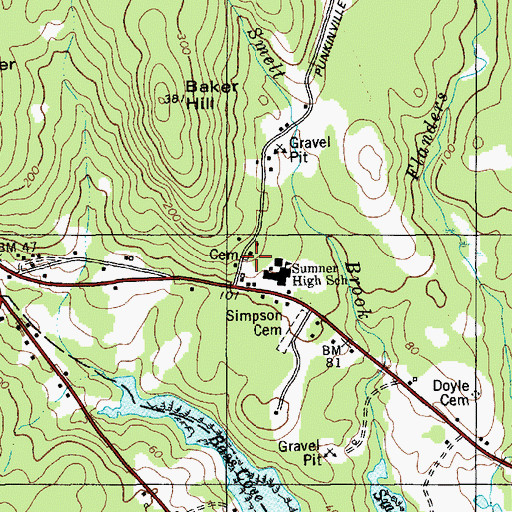 Topographic Map of Urann Cemetery, ME