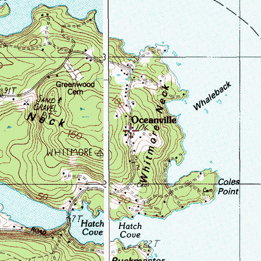 Topographic Map of Whitmore Cemetery, ME