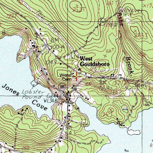 Topographic Map of Wood Cemetery, ME