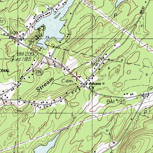 Topographic Map of Allen Cemetery, ME
