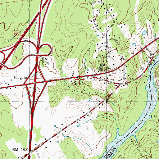 Topographic Map of Babb Cemetery, ME