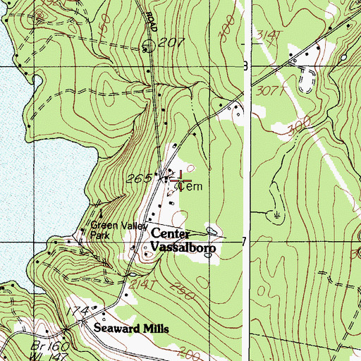 Topographic Map of Center Vassalboro Baptist Cemetery, ME