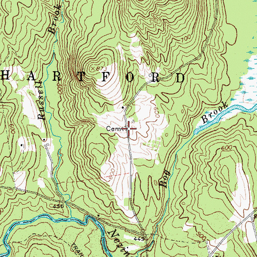 Topographic Map of Glover Young Cemetery, ME