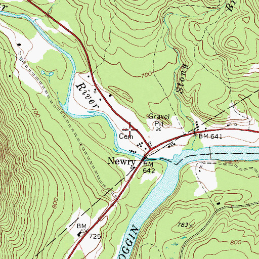 Topographic Map of Grafton Cemetery, ME