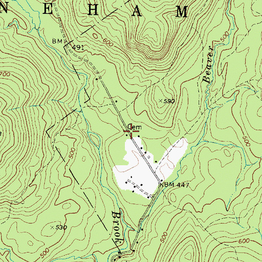 Topographic Map of Hut Road Cemetery, ME