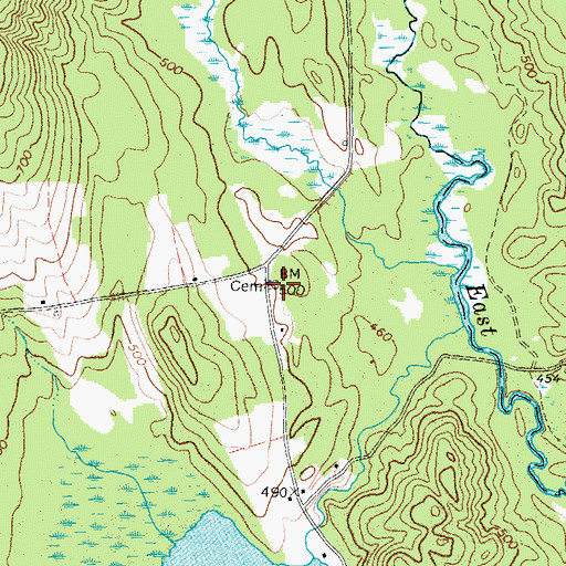 Topographic Map of Keene Cemetery, ME