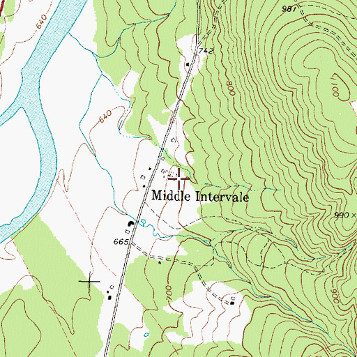Topographic Map of Middle Intervale Cemetery, ME