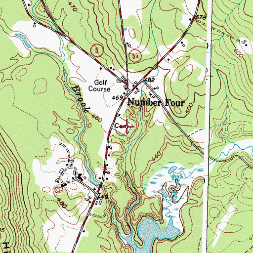 Topographic Map of Number Four Cemetery, ME