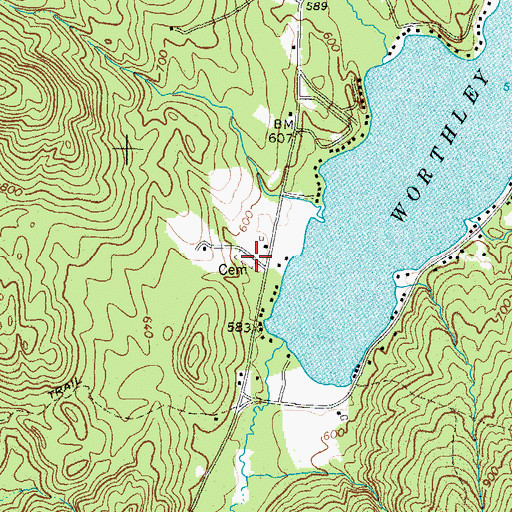 Topographic Map of Oldham Cemetery, ME