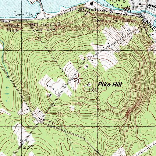 Topographic Map of Pikes Hill Cemetery, ME