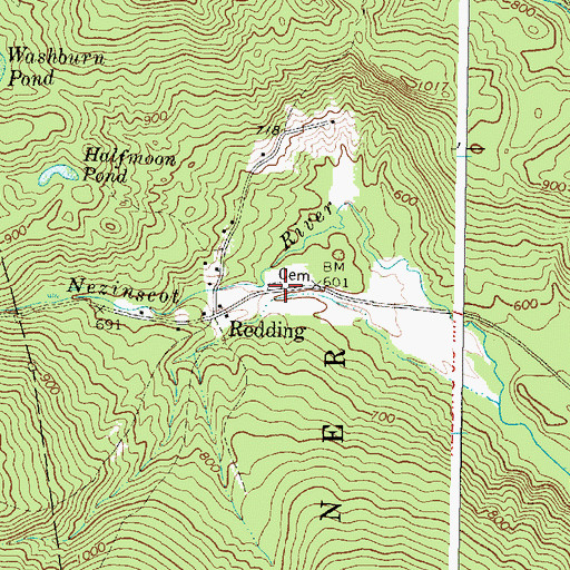 Topographic Map of Redding Cemetery, ME