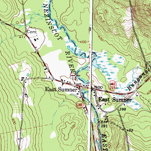 Topographic Map of Robinson Cemetery, ME