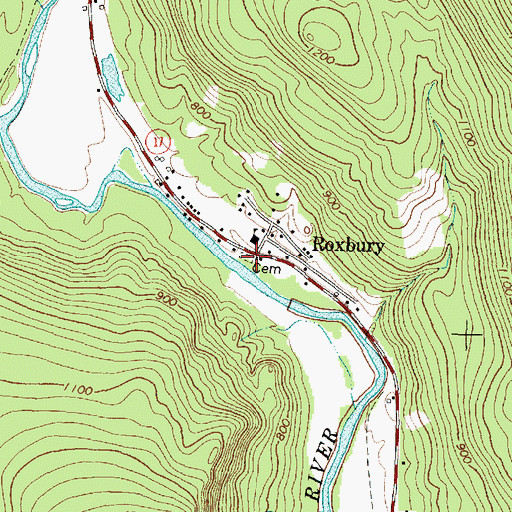 Topographic Map of Roxbury Village Cemetery, ME