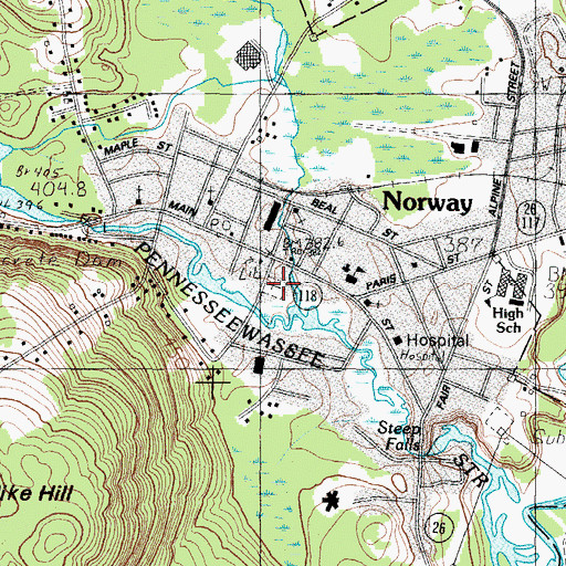 Topographic Map of Rustfield Cemetery, ME