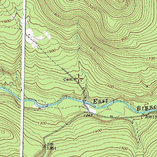 Topographic Map of Shaw Cemetery, ME