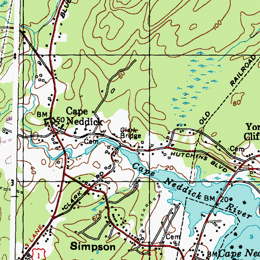 Topographic Map of Currier Cemetery, ME