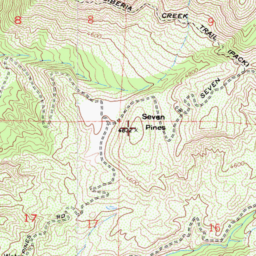 Topographic Map of Seven Pines, CA