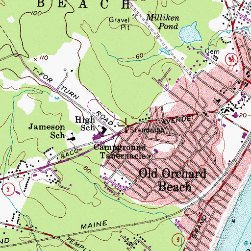 Topographic Map of Dearing Graveyard, ME