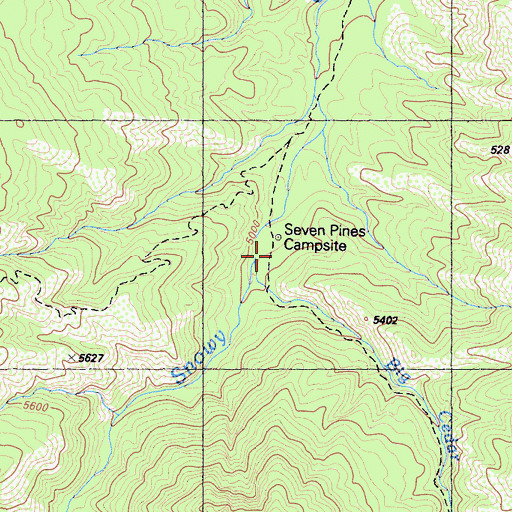 Topographic Map of Seven Pines Campsite, CA
