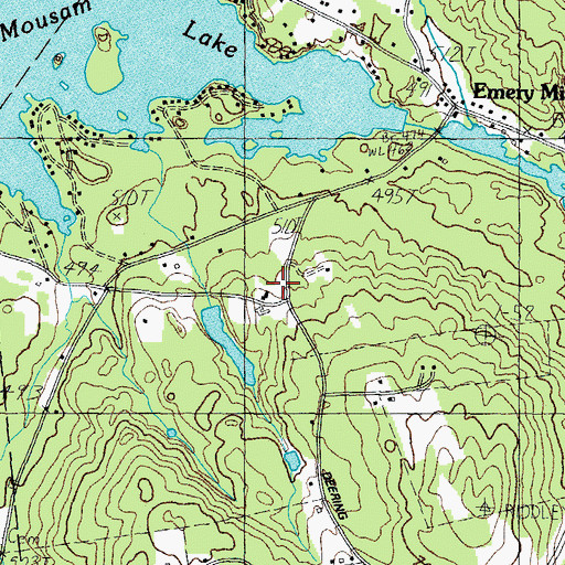 Topographic Map of Emery Cemetery, ME