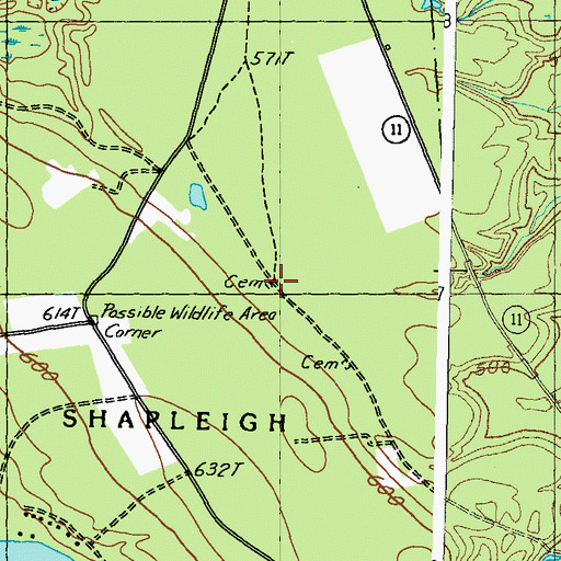 Topographic Map of Great Hollow Road Number 1 Cemetery, ME