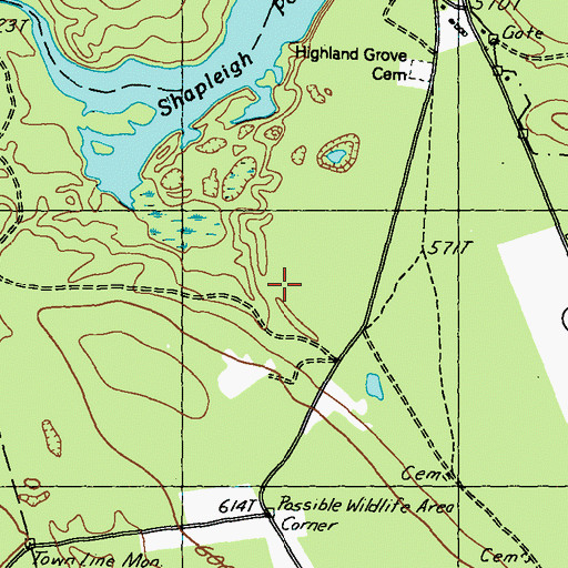 Topographic Map of Green Cemetery, ME