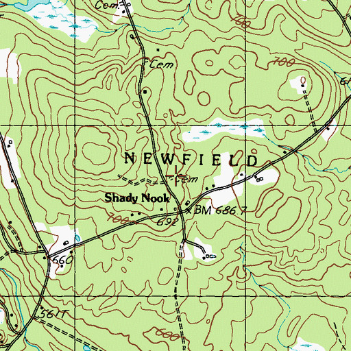 Topographic Map of Hill Keys Cemetery, ME