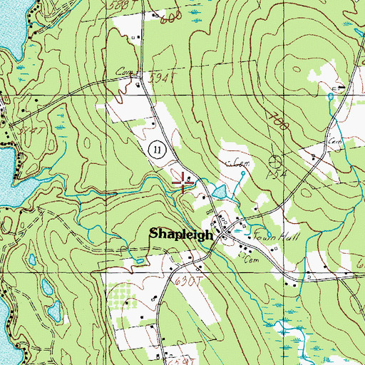 Topographic Map of Hull Cemetery, ME