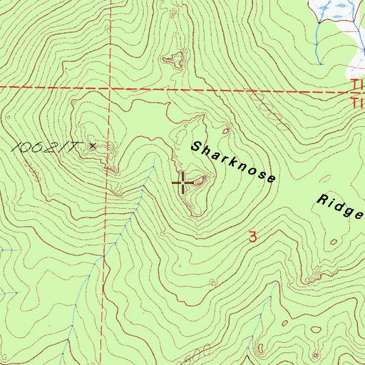 Topographic Map of Sharknose Ridge, CA