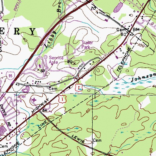 Topographic Map of Lewis Lot, ME