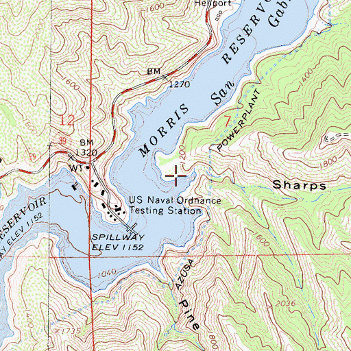 Topographic Map of Sharps Canyon, CA
