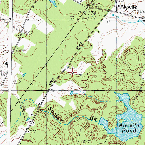 Topographic Map of Littlefield Cemetery, ME