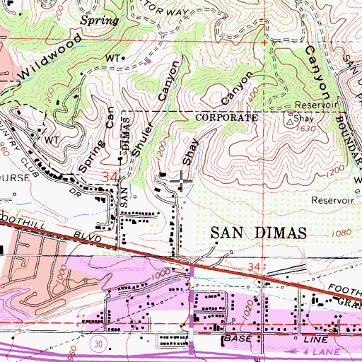 Topographic Map of Shay Canyon, CA