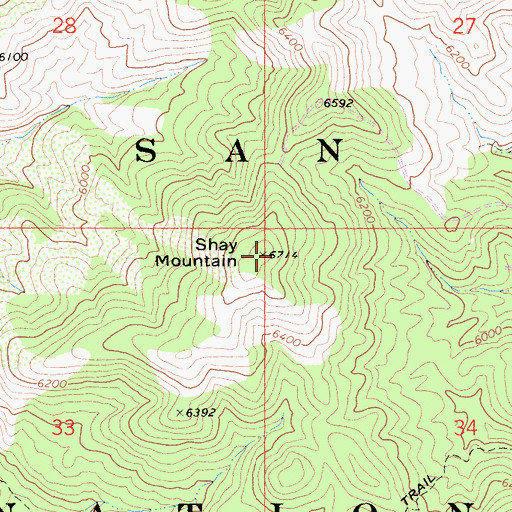 Topographic Map of Shay Mountain, CA
