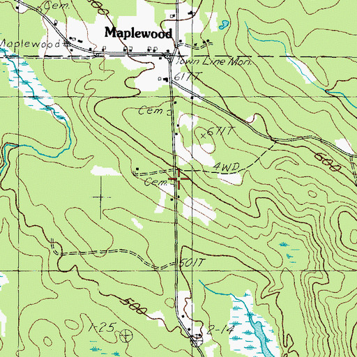Topographic Map of Moore Thompson Cemetery, ME