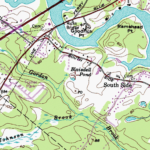 Topographic Map of Moulton Cemetery, ME
