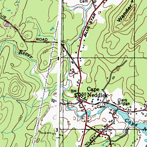 Topographic Map of Webber Merrow Cemetery, ME
