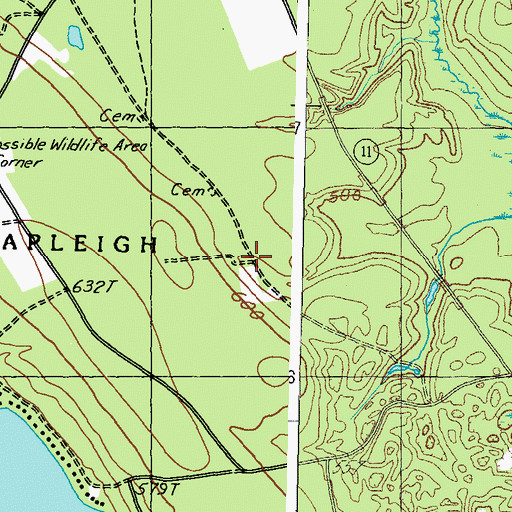Topographic Map of Welch Cemetery, ME