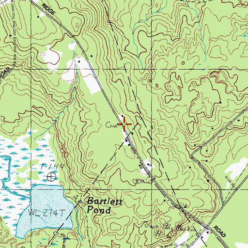 Topographic Map of Weymouth Cemetery, ME